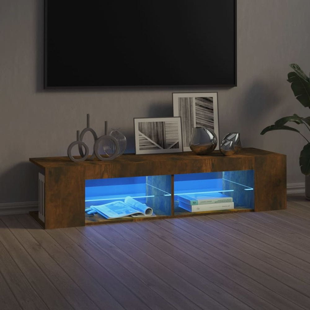 Vidaxl TV skrinka s LED svetlami dymový dub 135x39x30 cm